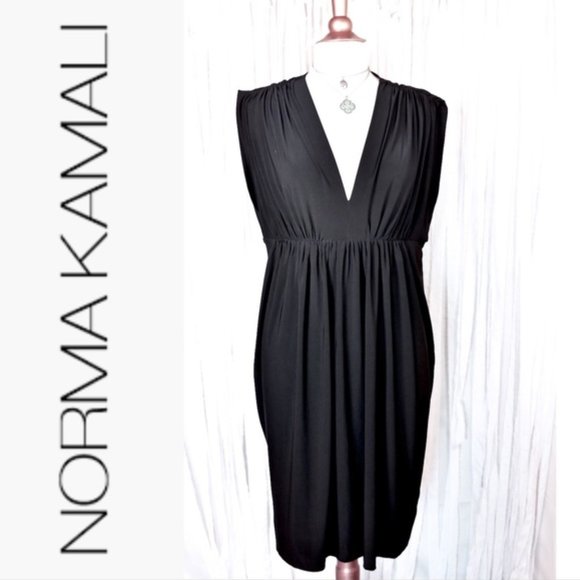 Norma Kamali black dress v neck plus  size XXL 2XL - Picture 1 of 4